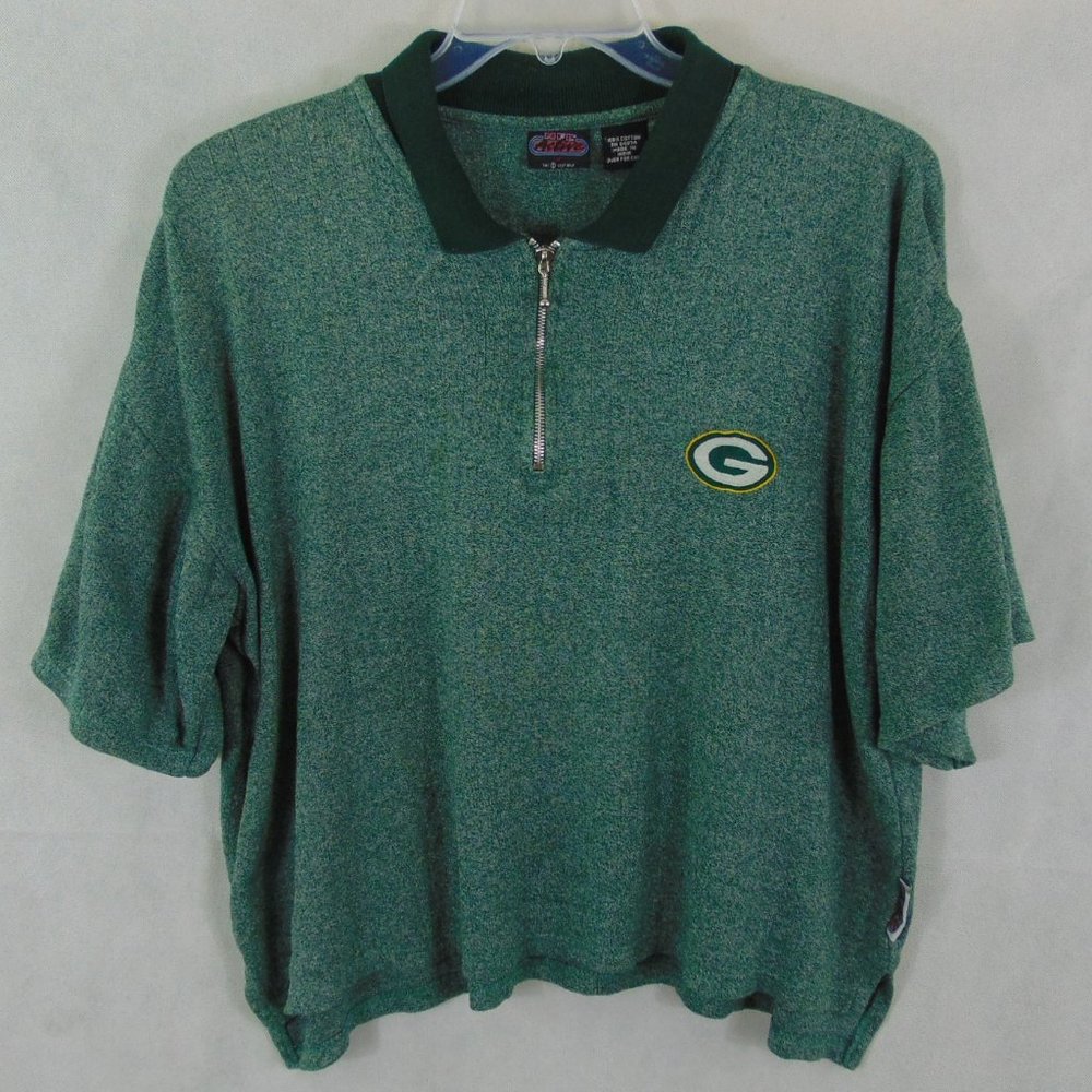 90's Green Bay Packers NFL active Polo Cropped Shirt Women's sz M